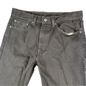 Levi's 505 Jeans Mens 33x28 (Tag 34x30) Black Denim Cotton Mid Rise Straight Leg